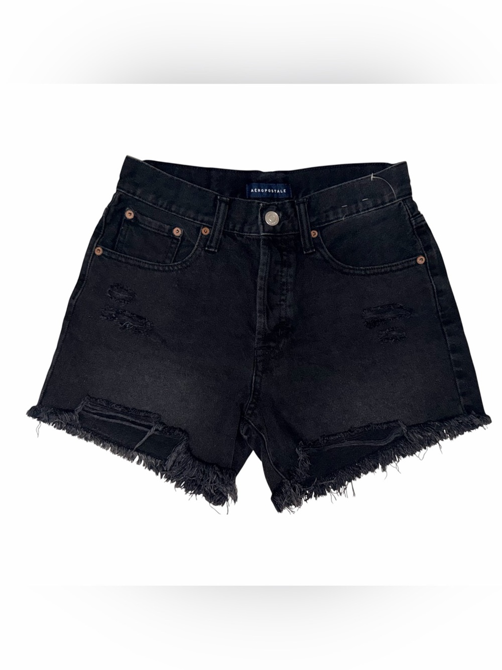 ✨NEW✨Aeropostale '90s Super High-Rise Black Wash Denim Cutoff Shorts Size 4 NWOT